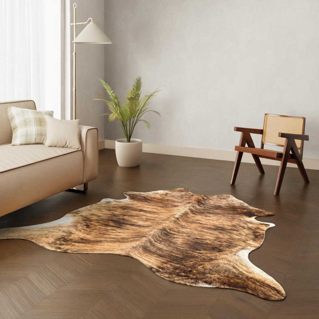 Echtes Kuhfell gestreift braun 220x200 cm XL groß - Natürliches Rinderfell