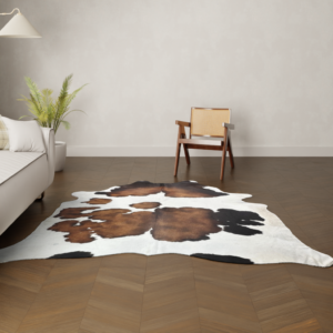 Natürliches Rinderfell Tricolor 220x200 cm Nahaufnahme Fell-Muster