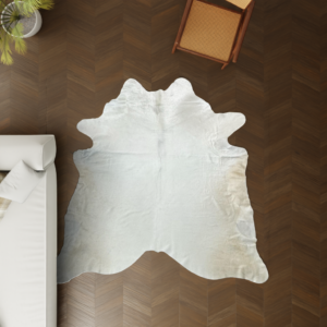 Kuhfell weiss creme 220x200 cm XL groß als Wohnzimmer Teppich