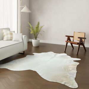 Echtes Kuhfell weiss creme 220x200 cm XL groß - Natürliches Rinderfell