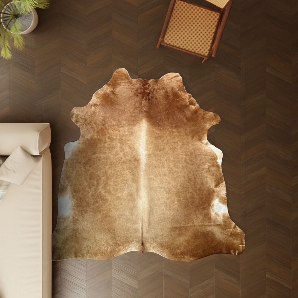 Kuhfell braun 220x200 cm XL groß als Wohnzimmer Teppich