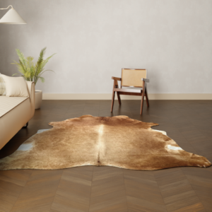 Natürliches Rinderfell braun 220x200 cm Nahaufnahme Fell-Muster