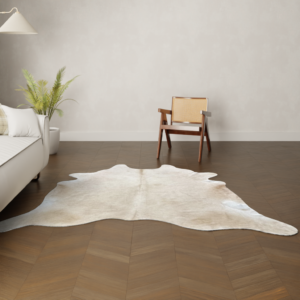 Natürliches Rinderfell sandfarben 220x200 cm Nahaufnahme Fell-Muster