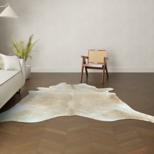 Natürliches Rinderfell sandfarben beige 240x220 cm Nahaufnahme Fell-Muster
