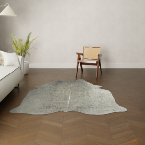 Kuhfell silber 200x180 cm als Wohnzimmer Dekoration