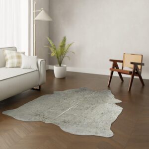 Kuhfell Teppich silber 200x180 cm - Gefärbtes Rinderfell