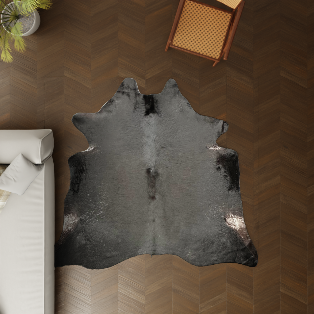 Kuhfell schwarz 220x200 cm als Wohnzimmer Teppich
