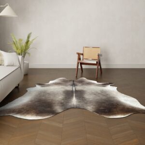 Natürliches Rinderfell grau braun 220x200 cm Nahaufnahme Fell-Muster