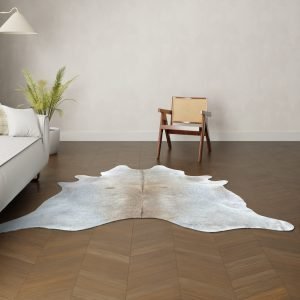 Natürliches Rinderfell beige grau 220x210 cm Nahaufnahme Fell-Muster