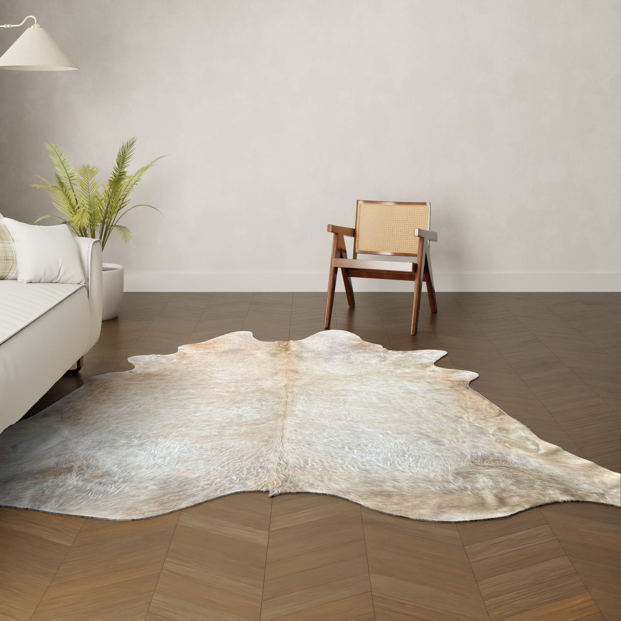 Natürliches Rinderfell cognac 220x200 cm Nahaufnahme Fell-Muster