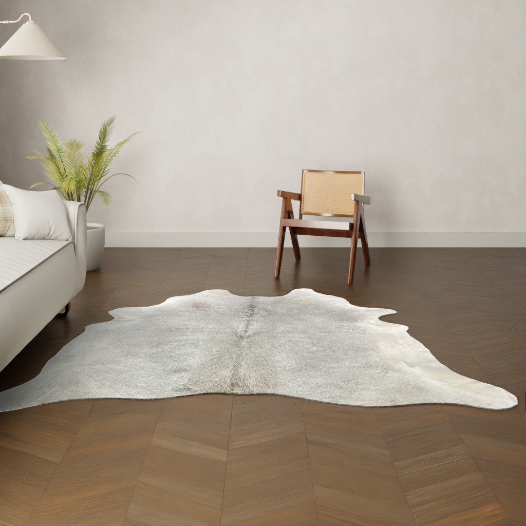 Natürliches Rinderfell grau 220x200 cm Nahaufnahme Fell-Muster