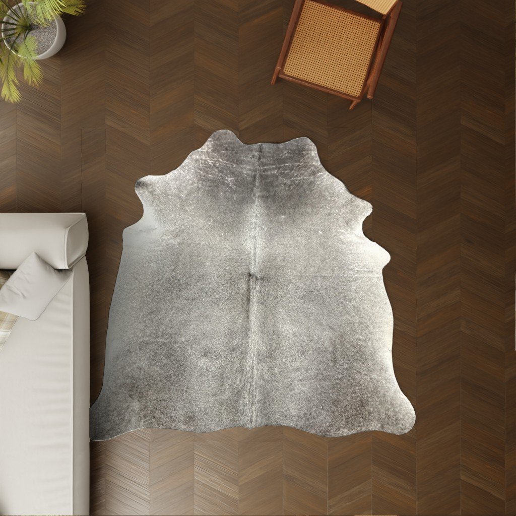 Natürliches Rinderfell grau 220x200 cm Nahaufnahme Fell-Muster