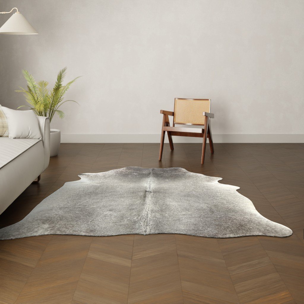 Kuhfell grau 220x200 cm als Wohnzimmer Teppich