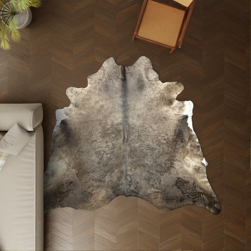 Kuhfell kastanienbraun 230x210 cm als Wohnzimmer Teppich