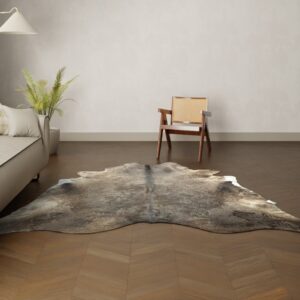 Natürliches Rinderfell kastanienbraun 230x210 cm Nahaufnahme Fell-Muster