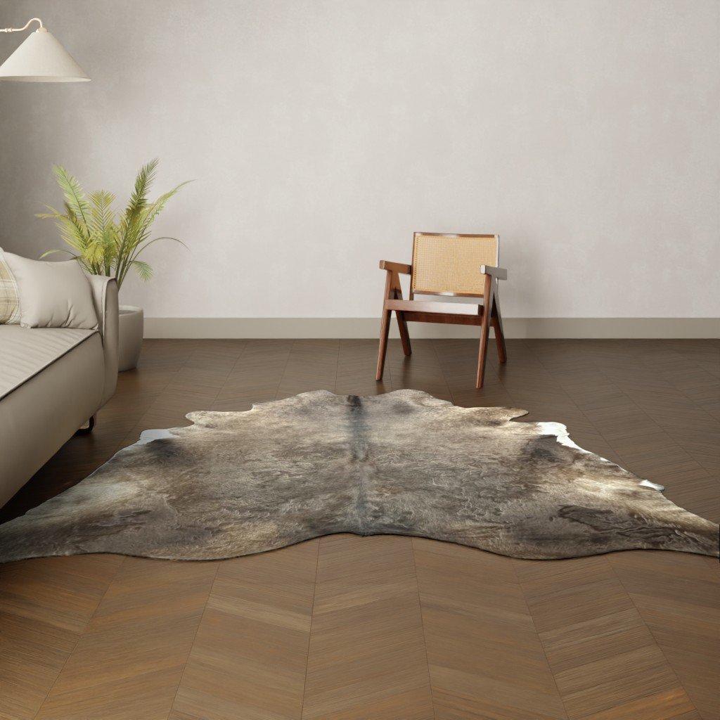 Natürliches Rinderfell kastanienbraun 230x210 cm Nahaufnahme Fell-Muster