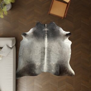 Kuhfell schwarz grau 230x210 cm als Wohnzimmer Teppich
