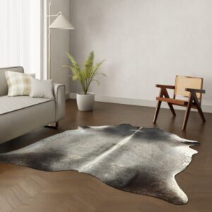 Echtes Kuhfell schwarz grau 230x210 cm - Natürliches Rinderfell