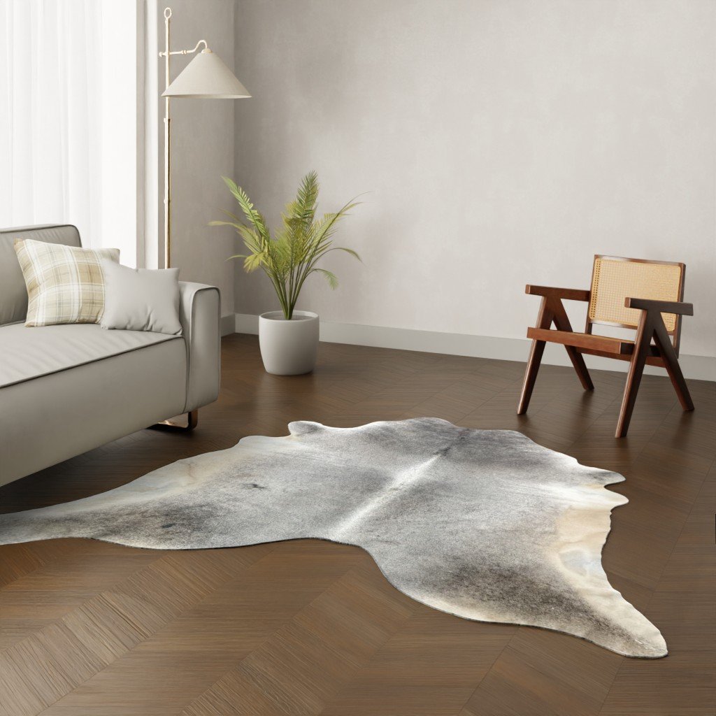 Echtes Kuhfell dunkelgrau 230x210 cm - Natürliches Rinderfell