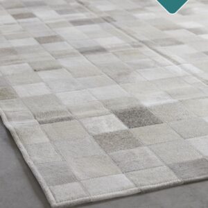 Designer Patchwork Rinderfell grau Detailansicht