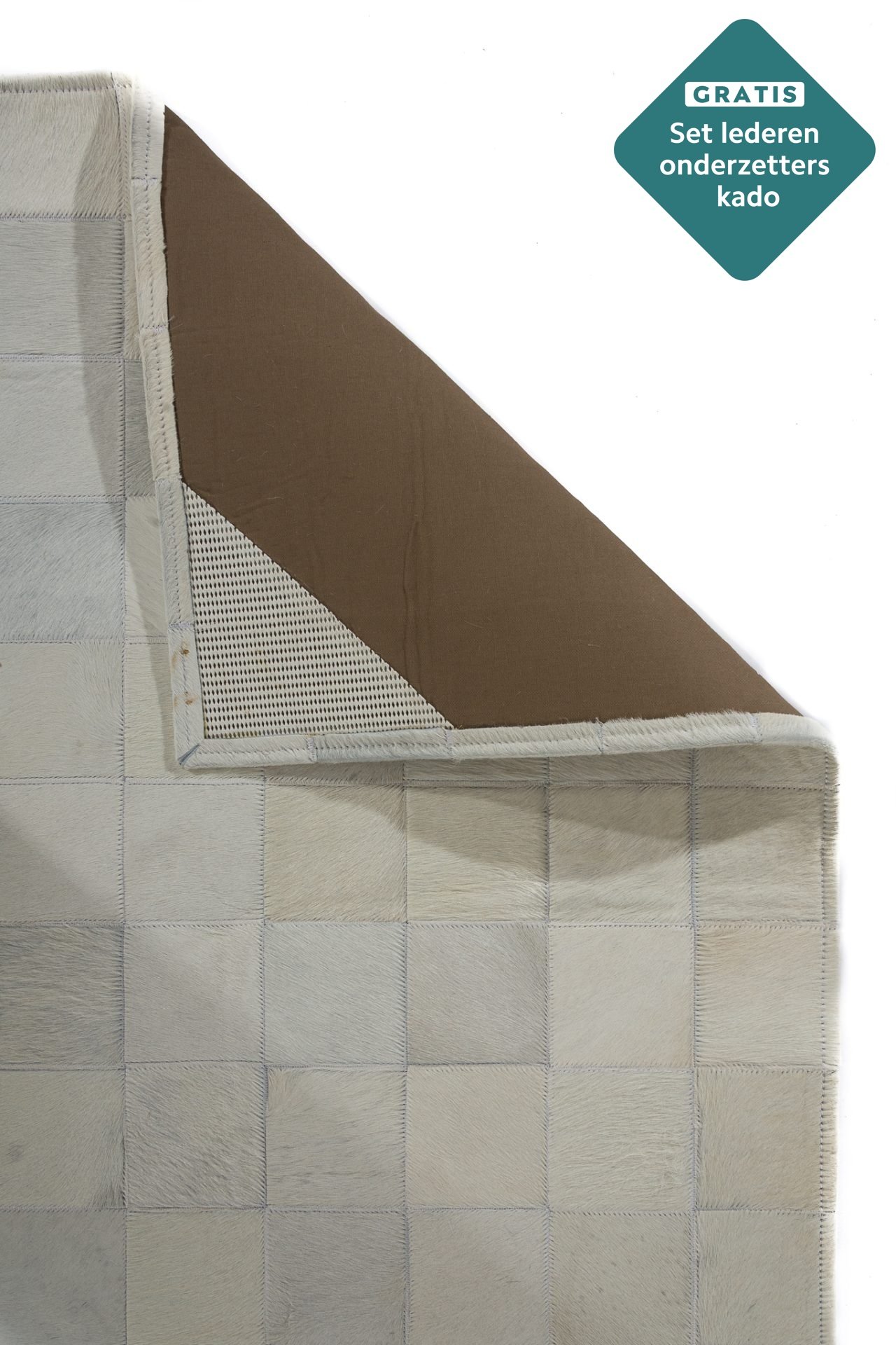 Kuhfell Patchwork natürlich 180x120 cm Rückseite Verarbeitung