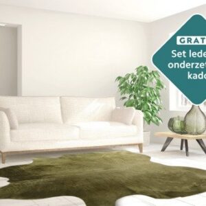 Natürliches Rinderfell olivgrün 200x180 cm Nahaufnahme Fell-Muster