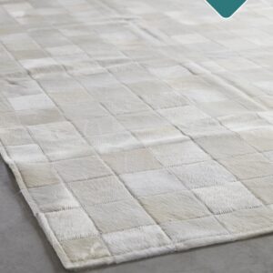 Designer Patchwork Rinderfell weiss Detailansicht