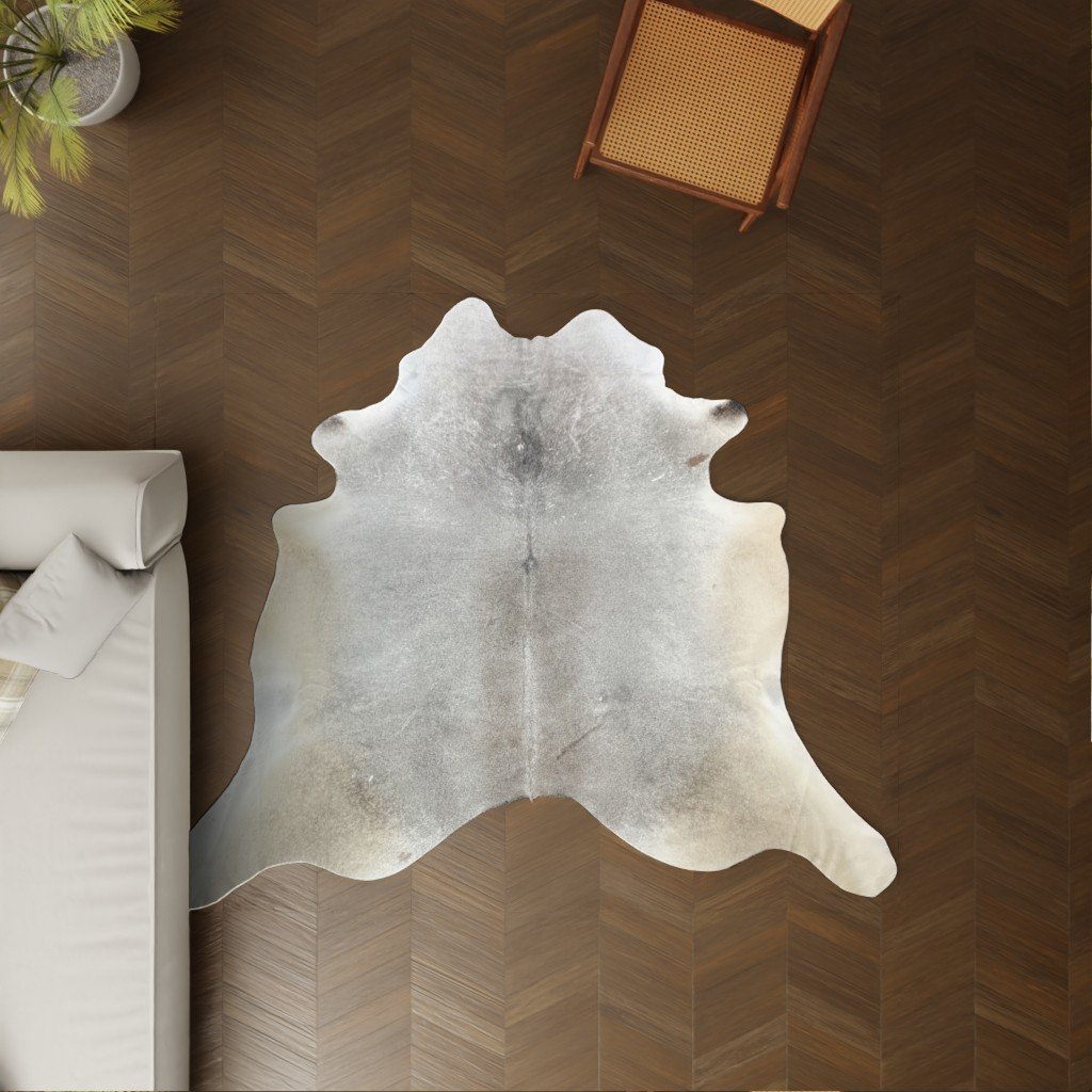 Kuhfell grau 220x220 cm als Wohnzimmer Teppich
