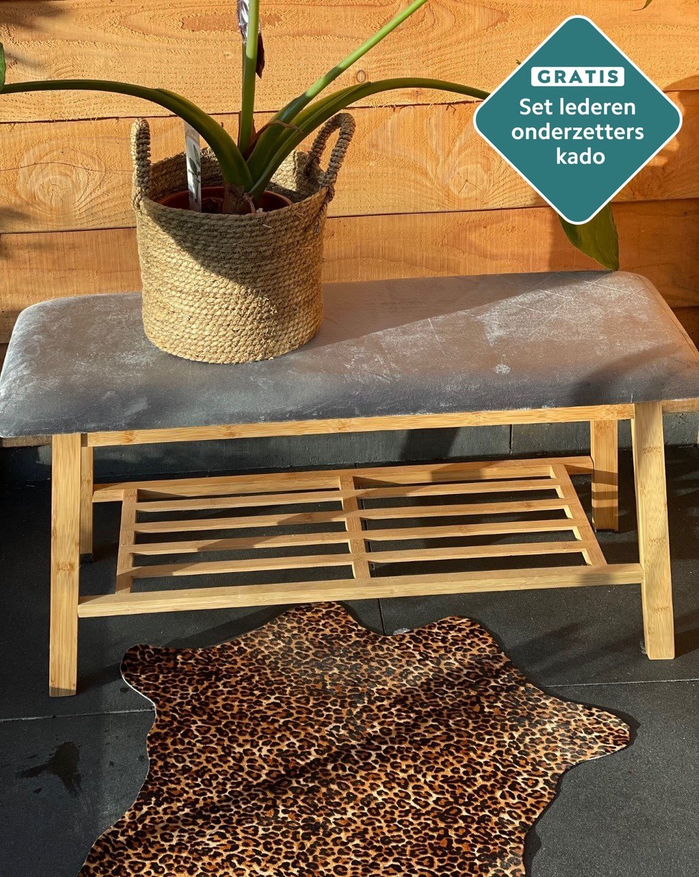 Kleines Kuhfell Teppich Leopardenmuster Detailansicht