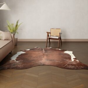 Natürliches Rinderfell rotbraun 245x220 cm Nahaufnahme Fell-Muster