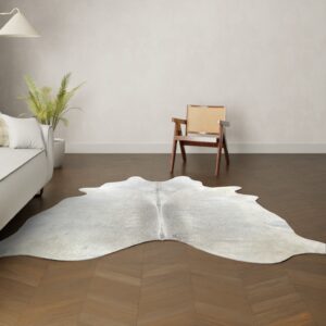 Natürliches Rinderfell grau creme 220x200 cm Nahaufnahme Fell-Muster