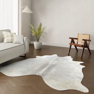 Echtes Kuhfell grau creme 220x200 cm XL groß - Natürliches Rinderfell