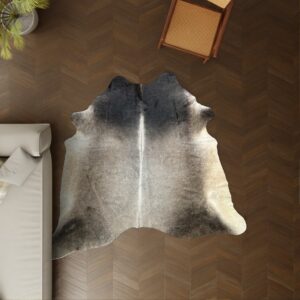 Kuhfell grau schwarz 220x200 cm als Wohnzimmer Teppich