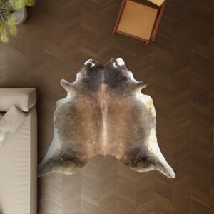 Kuhfell warmbraun weiss 220x200 cm als Wohnzimmer Teppich