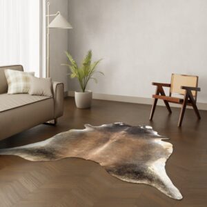 Echtes Kuhfell warmbraun weiss 220x200 cm - Natürliches Rinderfell