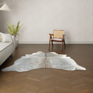 Natürliches Rinderfell grau 200x190 cm Nahaufnahme Fell-Muster