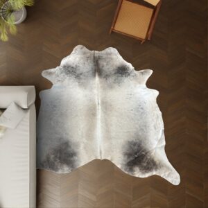 Kuhfell grau schwarz 250x210 cm XL Extra groß als Wohnzimmer Teppich