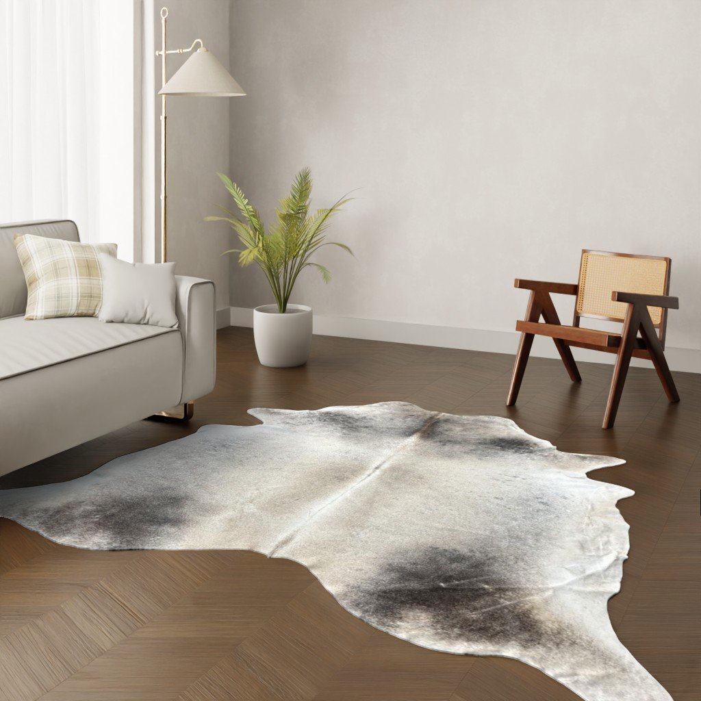 Echtes Kuhfell grau schwarz 250x210 cm XL Extra groß - Natürliches Rinderfell