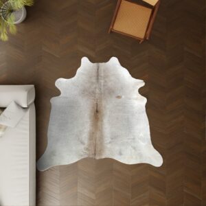 Kuhfell Champagner grau 200x190 cm Klein als Wohnzimmer Teppich