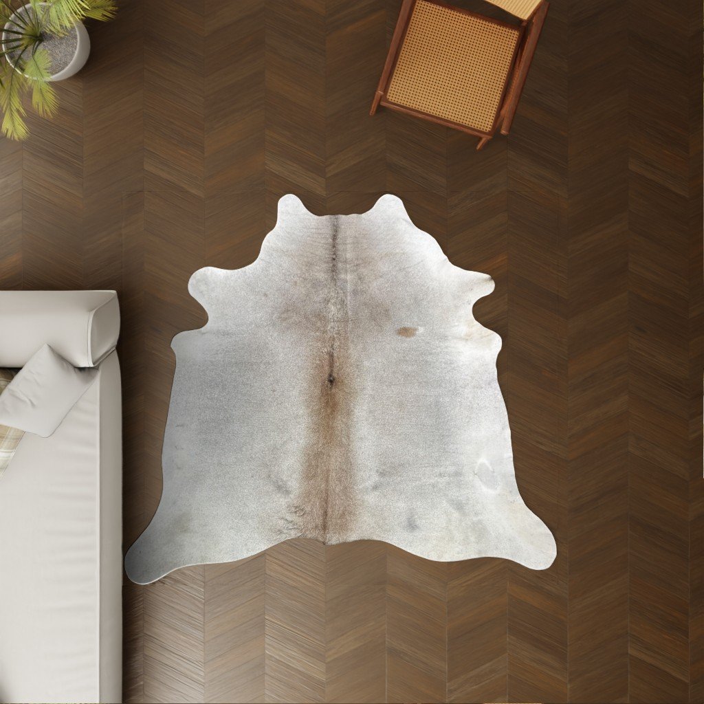 Kuhfell Champagner grau 200x190 cm Klein als Wohnzimmer Teppich