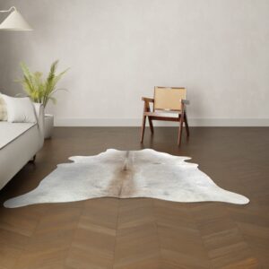 Natürliches Rinderfell Champagner grau 200x190 cm Nahaufnahme Fell-Muster