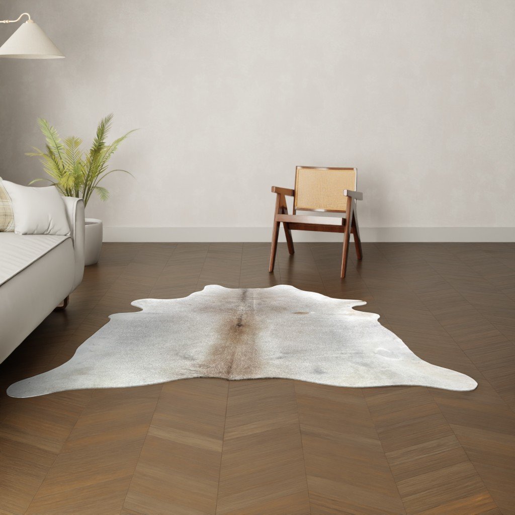 Natürliches Rinderfell Champagner grau 200x190 cm Nahaufnahme Fell-Muster