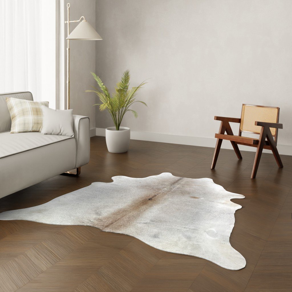 Echtes Kuhfell Champagner grau 200x190 cm Klein - Natürliches Rinderfell