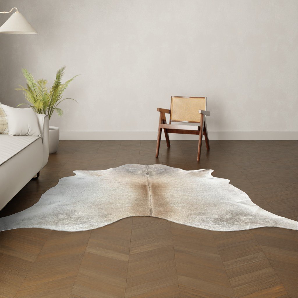 Natürliches Rinderfell Champagner grau 220x200 cm Nahaufnahme Fell-Muster