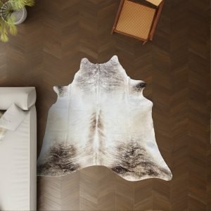 Kuhfell creme braun 220x200 cm als Wohnzimmer Teppich