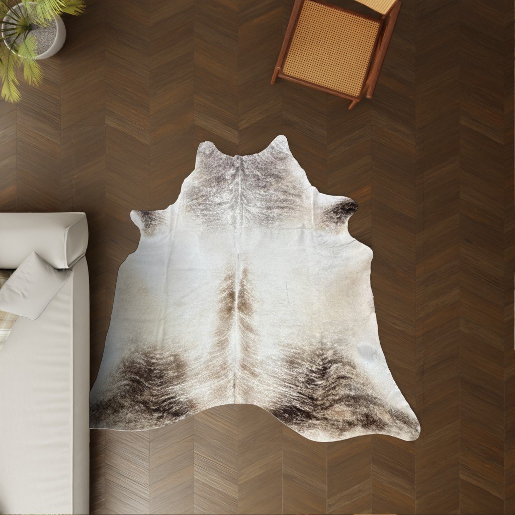 Kuhfell creme braun 220x200 cm als Wohnzimmer Teppich