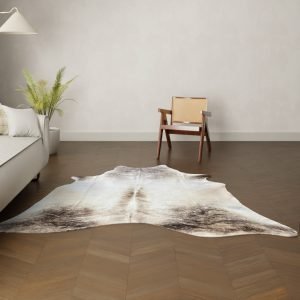 Natürliches Rinderfell creme braun 220x200 cm Nahaufnahme Fell-Muster