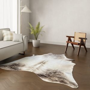 Echtes Kuhfell creme braun 220x200 cm - Natürliches Rinderfell