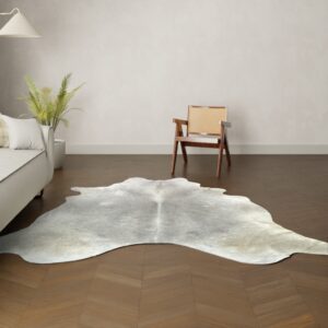 Natürliches Rinderfell grau 240x220 cm Nahaufnahme Fell-Muster