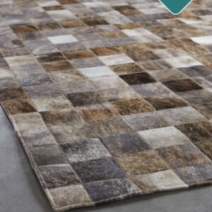 Designer Patchwork Rinderfell exotisch licht Detailansicht